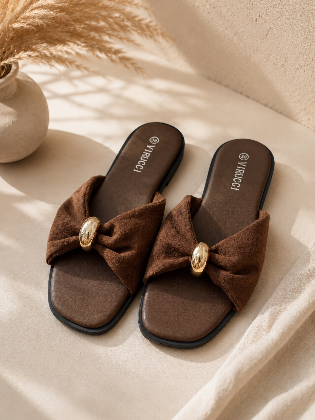 Aya Strik Slippers Chocolate Brown ✨