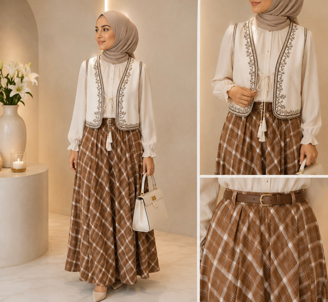 Safiya Check Maxi Rok 🍂