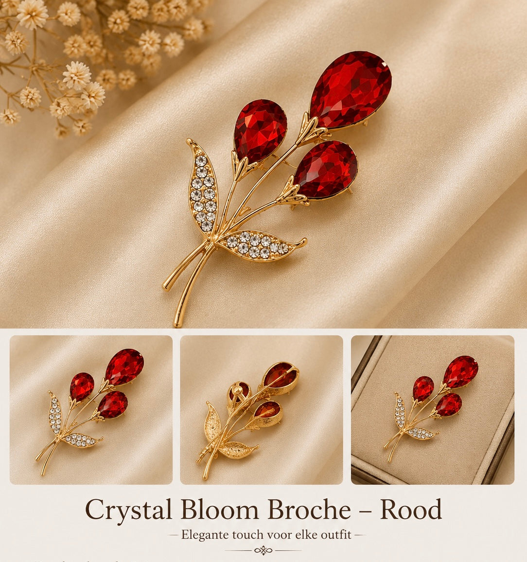 Crystal Bloom Broche Goud ✨