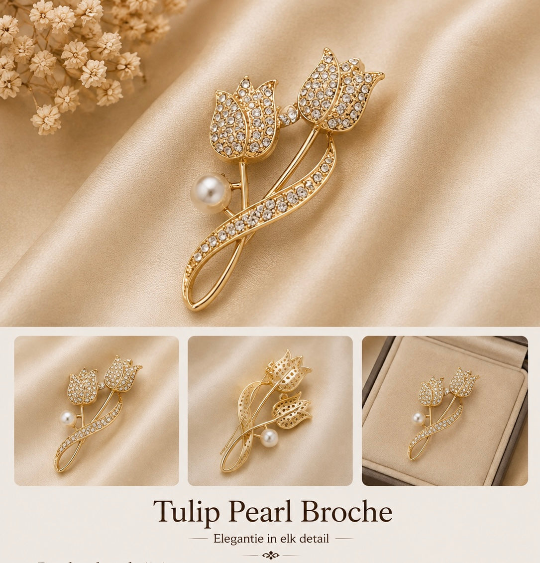 Tulip Pearl Broche Goud ✨