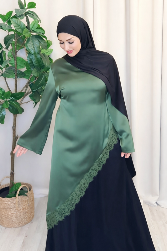 Noor Satijnen Jurk met Kant | Elegant & Vrouwelijk ✨