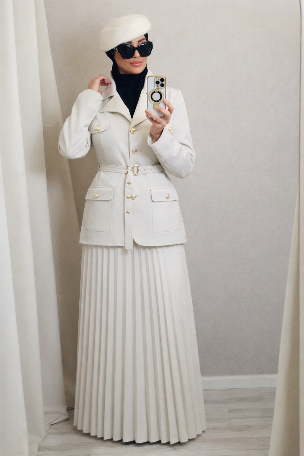 Suèdelook blazer met plooienrok 💫