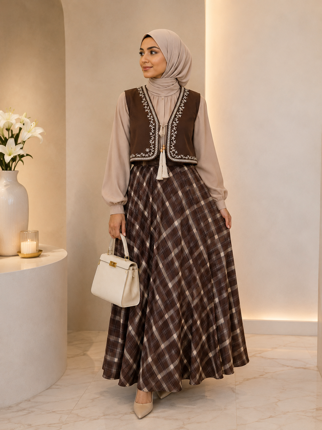 Safiya Check Maxi Rok 🍂