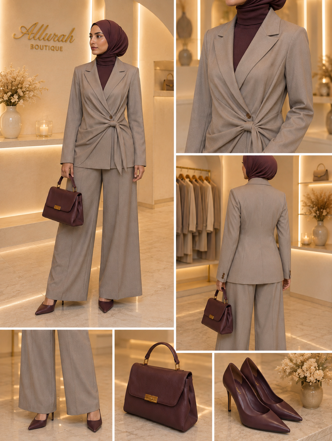 Elara Tailored Set Deep Bordeaux Plum 🍂