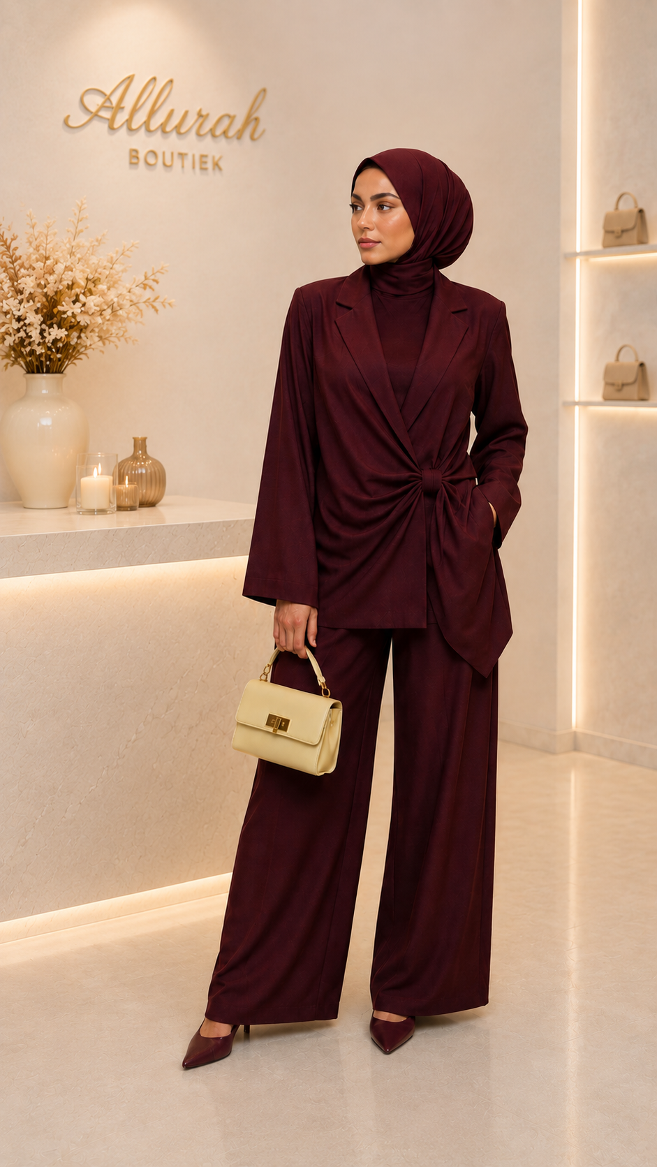 Elara Tailored Set Deep Bordeaux Plum 🍂